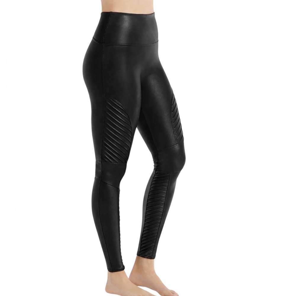 SPANX Women's Slim Moto Leather Leggings Size Medium NWT